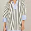 2025 Summer New Women's Fashion Blue Collar Striped Dress for Hot-Selling Cross-Border Foreign Trade Woven Midi Natural