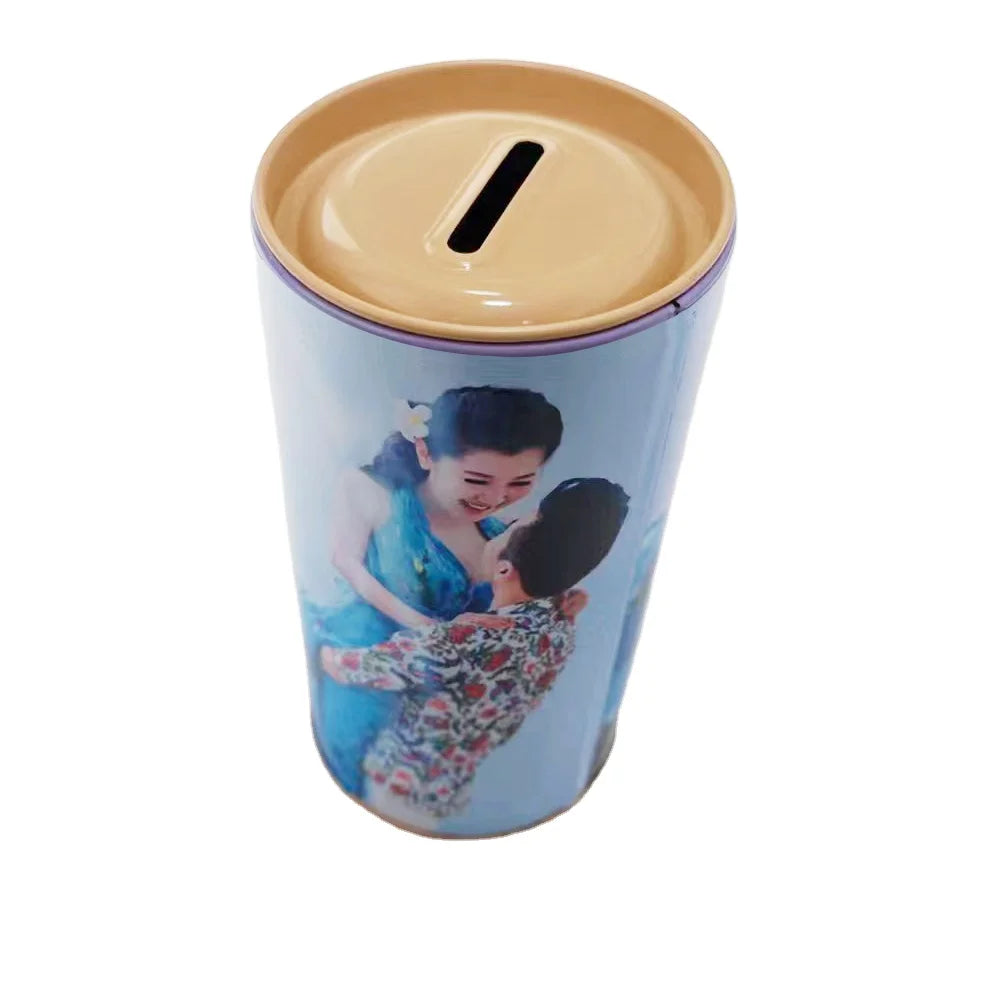 Custom Sublimation Piggy Bank Photo Frames Metal Piggy Bank Money Saving Box