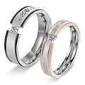 Fashion MY- LOVE Cubic Zircon Stainless Steel Silver Promise Ring Lovers Engagement Wedding Ring for Lovers