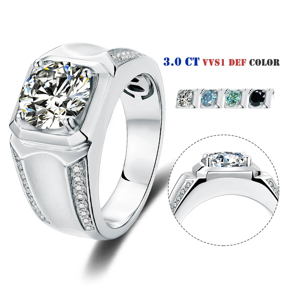 Celebrity Men Jewelry 9mm Moissanite Diamonds Ring for Man Engagement 925 Sterling Silver Men Ring MegaBDM