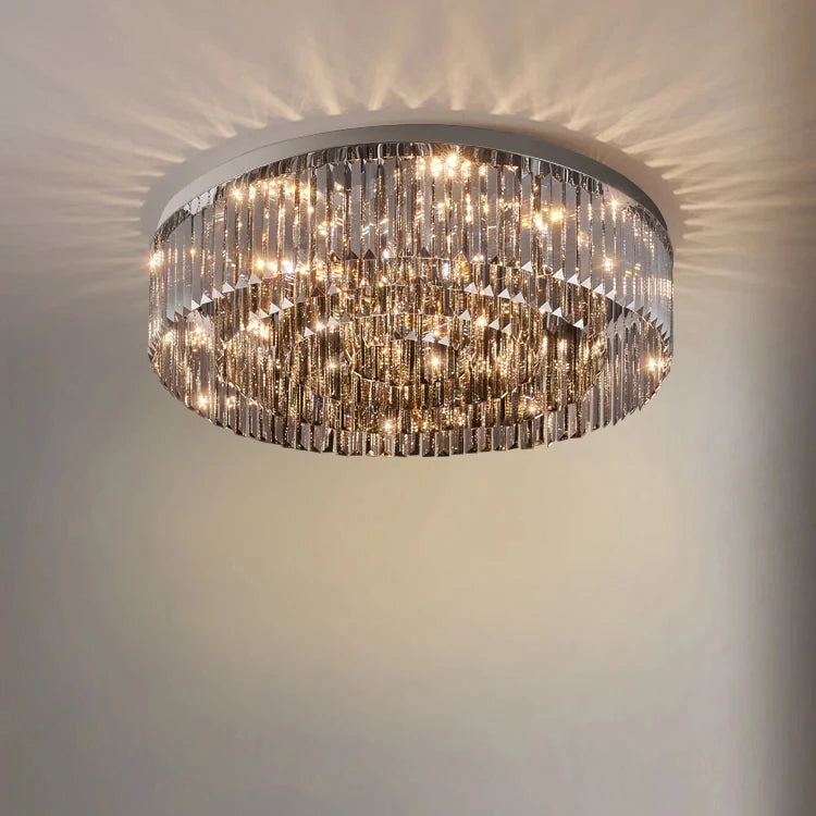 Zhongshan Manufacturer Simple Style Round Ring Starry Amber Indoor Decor Loft Villa Hotel Corridor Living Room Ceiling Lighting