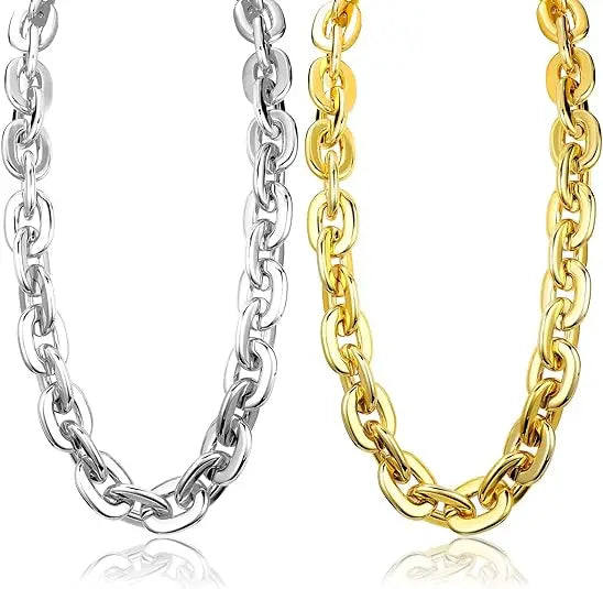 Letter Necklace Chain Silver Plated Plastic Jumbo Big Chunky CCB Chains for Party Costume Accessory 39.4 Inch/100cm