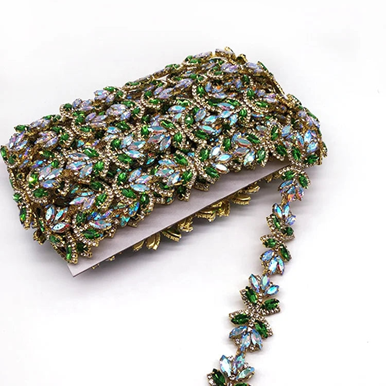 Wedding Colorful Resin Stone Material Bead Trim Rhinestone Chain and Trim Bridal Jewelry Accessories Garment