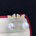 E1961 11-12mm DIY Natural Freshwater Pearl Charm Earrings Mounting Accessory 925 Sterling Silver Gold Plated  Jewelry for Women