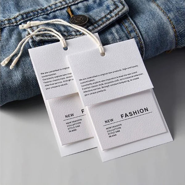 Recycle Paper Luxury Custom Design Garment Hang Tags for Clothing Socks & Shoes with Gold Hotstamping Printing