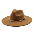 Autumn Winter New Sun Hat with Gourd Buckle Belt Men Women Suede Fedora Hat Casual Character Style Sunscreen Hat