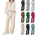 Fashion European American Autumn Winter Two-piece Set Zipper Long-sleeved Hoodie Wide-leg Pants Casual Women Sports Suit