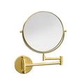 Folding Wall Mount Stainless Steel Modern Hotel Vanity Bathroom Mirror with Brushed Gold Finish Dual Arm Extend Hot/Cold Water