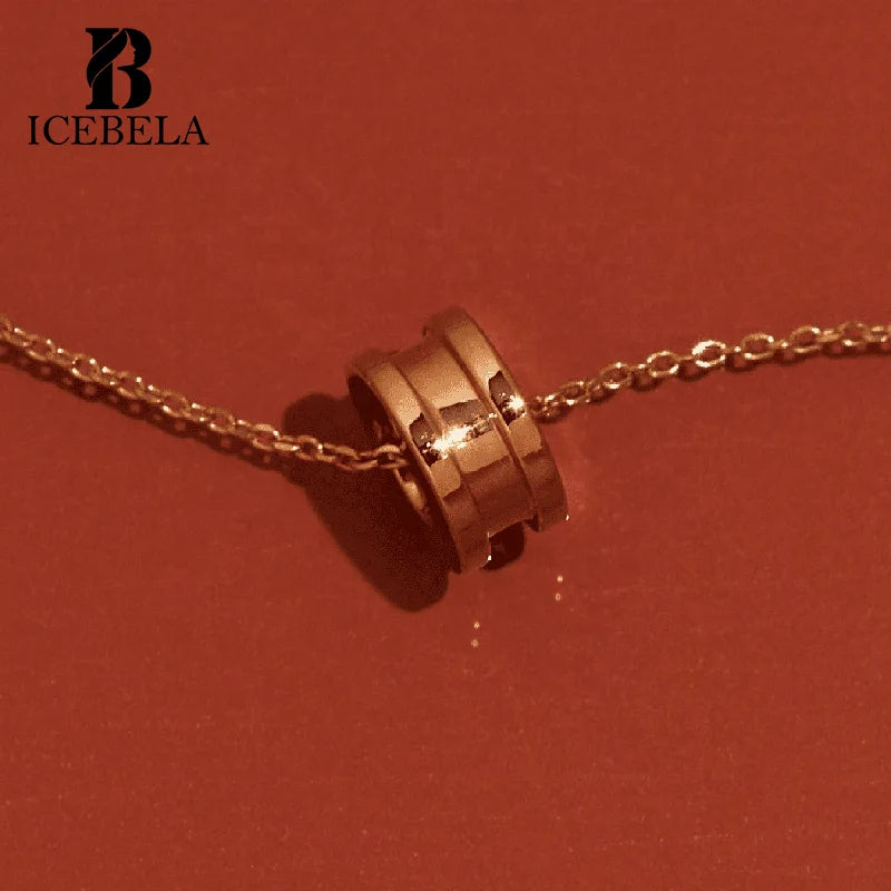 Fine Jewelry Trendy 925 Sterling Silver Light Luxury Minimalist 18k Gold Plated Rings Column Pendant Necklaces for Women