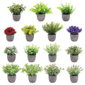 Mini Plastic Artificial Floral Plants in Small Pulp Pot for Indoor Decor