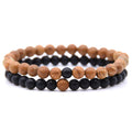 Fashion Bracelet Simple Design 6MM Matte Onyx Stone Elastic Beads Bracelet Set Men Women
