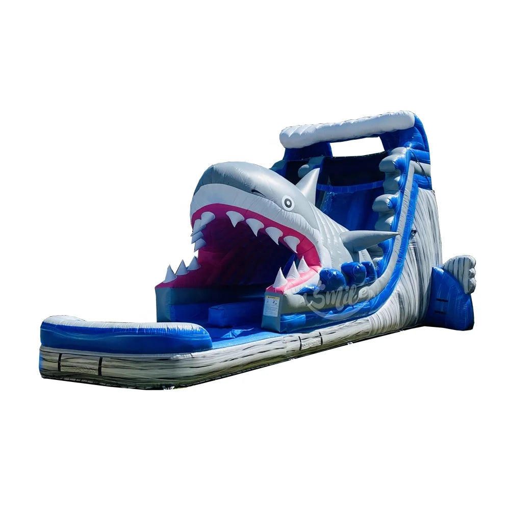 Commercial Attractive Water Slide With Pool Inflatable Shark Water Slide for Sale