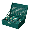 Green Suede Jewelry Storage Box Showcase for Necklace Earrings Rings Watch Display Gift Case
