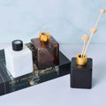 White Amber Matte Black Glass Square Bottom Diffuser Bottle 50ml-200ml Screen Printing Skin Care Serum Facial Cleanser Face