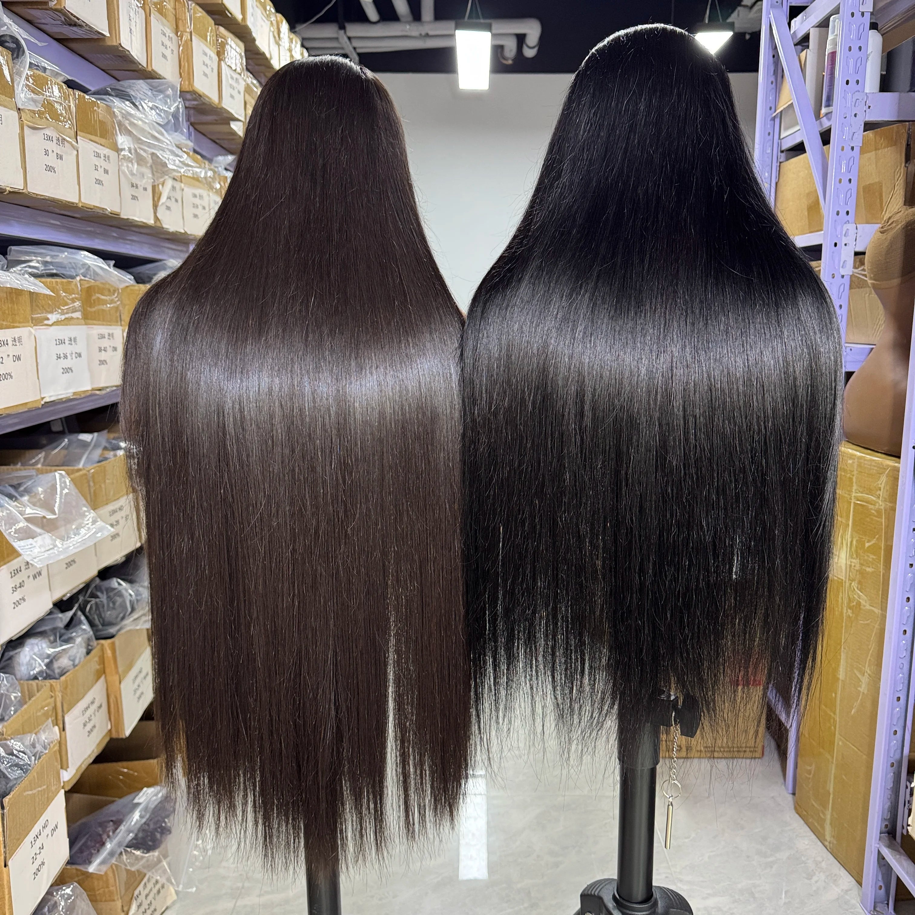 Modern Natural Color Virgin Human Hair Wigs Glueless Transparent Full Lace Front Straight Human Hair Wigs