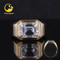 Starsgem 14kt Solid Gold Rings and Wedding Bands Antique Emerald Cut Men Moissanite Ring