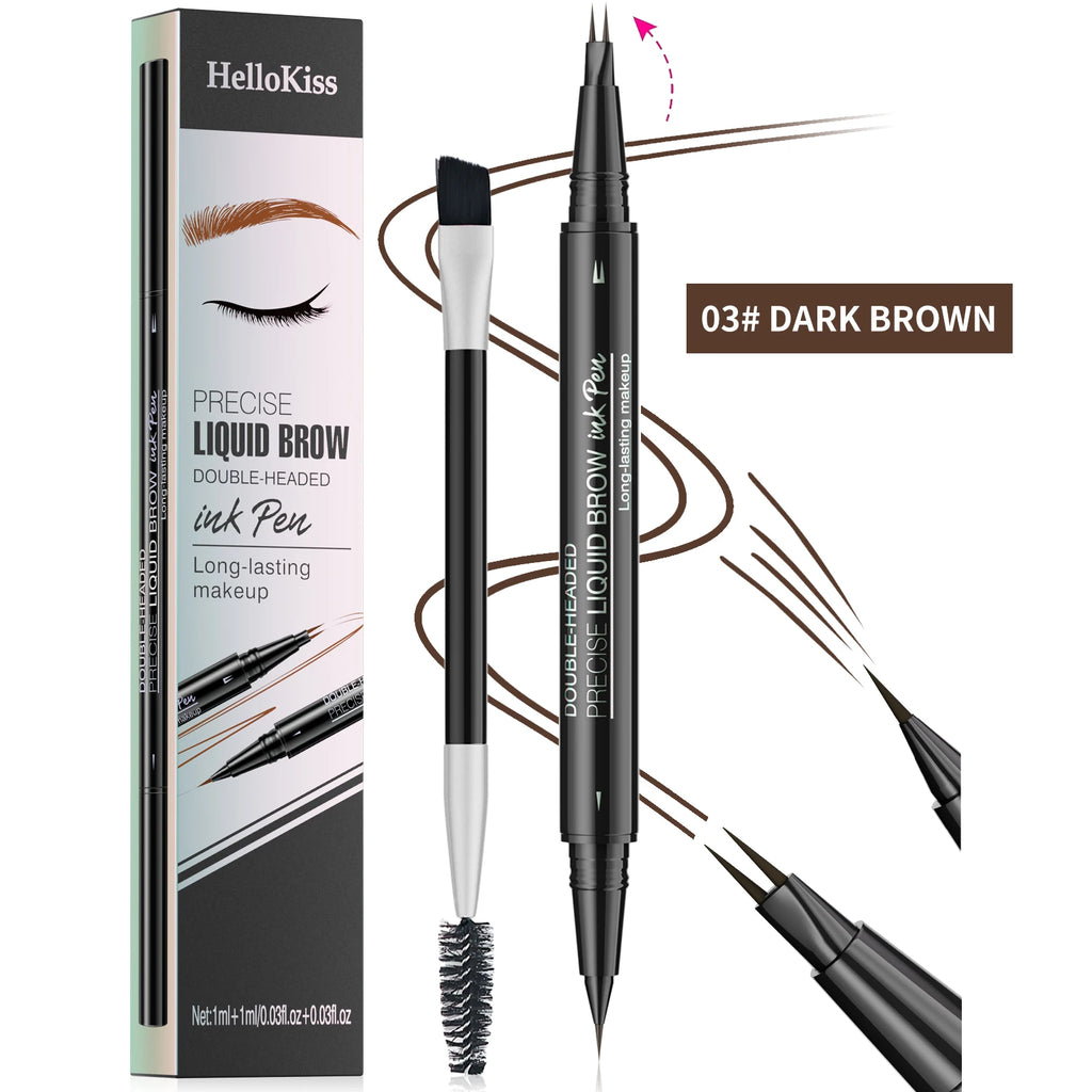 New Liquid Eyebrow Pencil  Natural Wild Eyebrow 2 Fork Tip Long Lasting Waterproof Eyebrow Pencil  With Brush