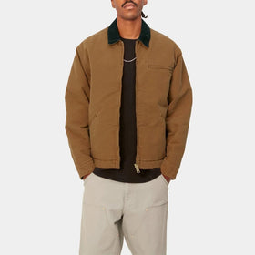 Custom logo Winter High Weight Boxy Fit Corduroy Collar Quilted Cotton Lined Detroit Canvas Jacket Mens