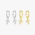 FUAMAY Aretes Sterling Silver Simple Aircrafts Shaped Earrings S925 Airplane Pendant Earring