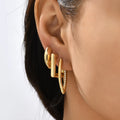 European Hot Sale Zircon Oval Round Hoop Earring 18K Gold Plated Square Hoop Earring