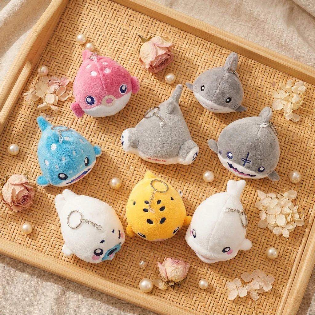 Promotional Soft Stuffed Animal Plushies Fish Shark Dolphin Clown Fish Sea Animals Plush Keychains Claw Machine Dolls Gifts