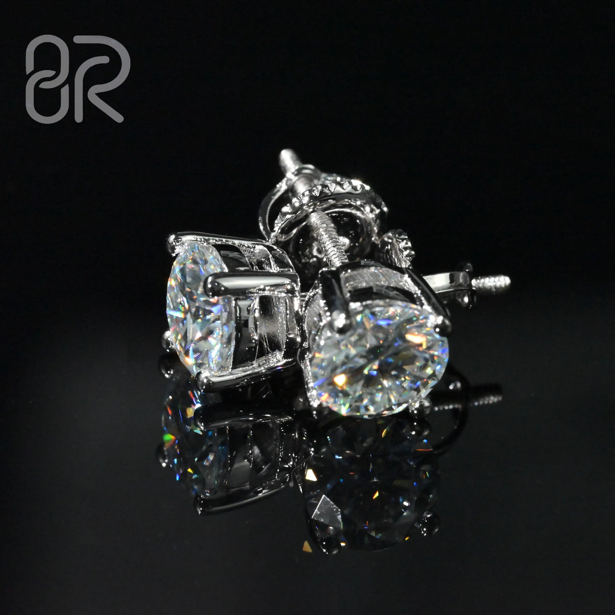 .25 0.5 1 2 4 5 Carat Moissanite Earring Stud Iced Out Round Cut Screw Back Silver 10k 14k Gold Vvs Diamond Fine Jewelry Earring MegaBDM