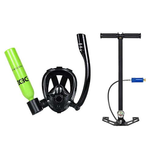 0.5L Portable Scuba Tank with Snorkel Mask: High Pressure 7 - 10 Mins Underwater Mini Scuba Diving Tank