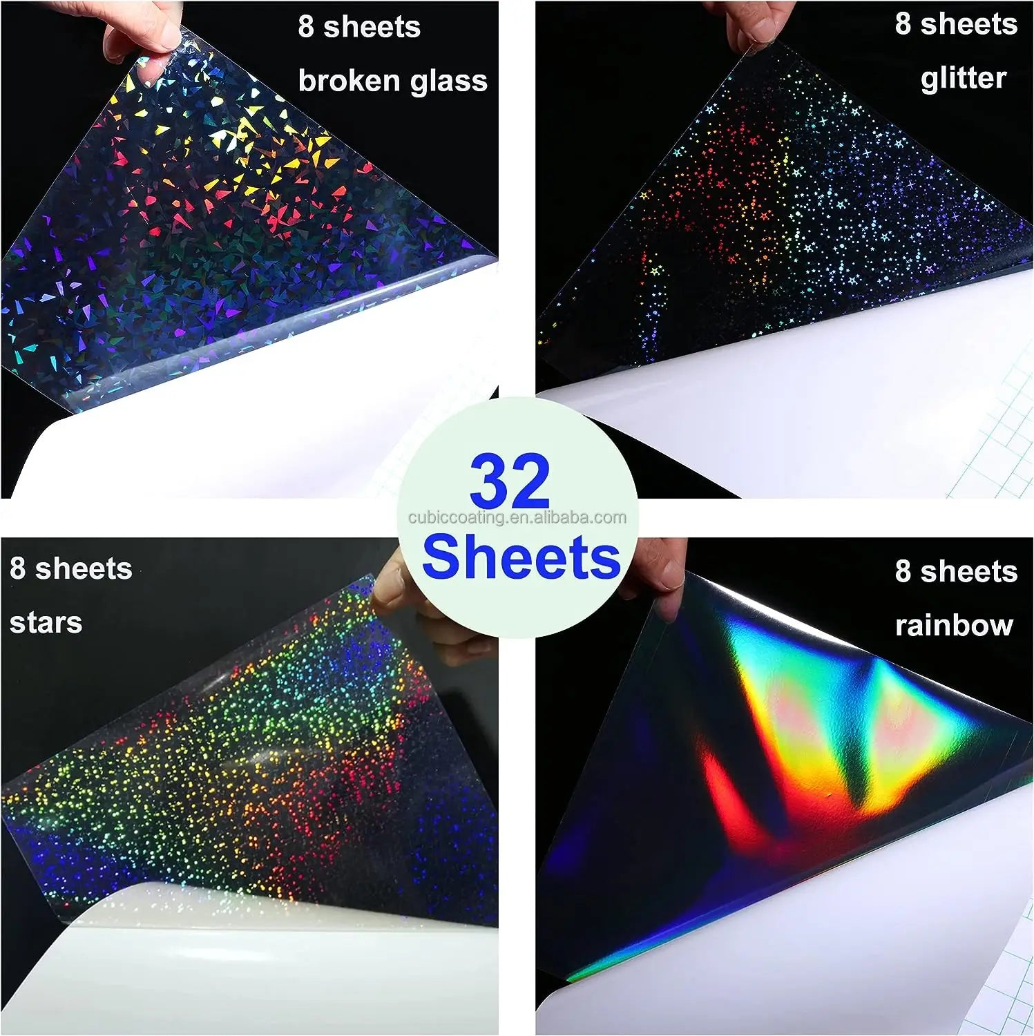 Bleidruck Sparkle Stars Clear Holographic Sticker Paper PET Holographic Overlay Film Cold  Self Adhesive A4 Laminate Sheets