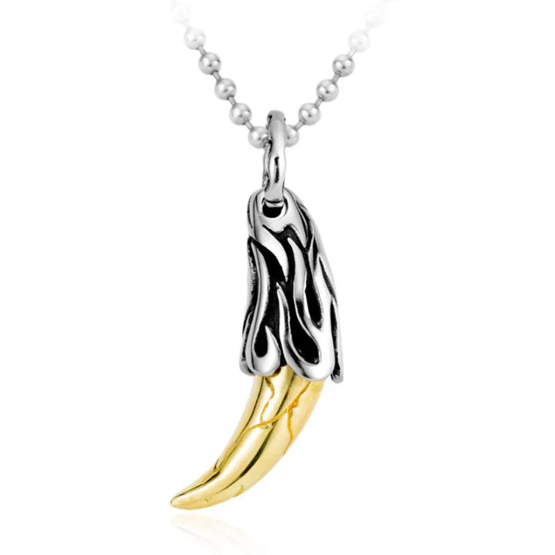 SS8-018P 316L Stainless Steel Domineering Dragon Tooth Necklace Pendant Classic Animal Dragon House Men's Animal Choker