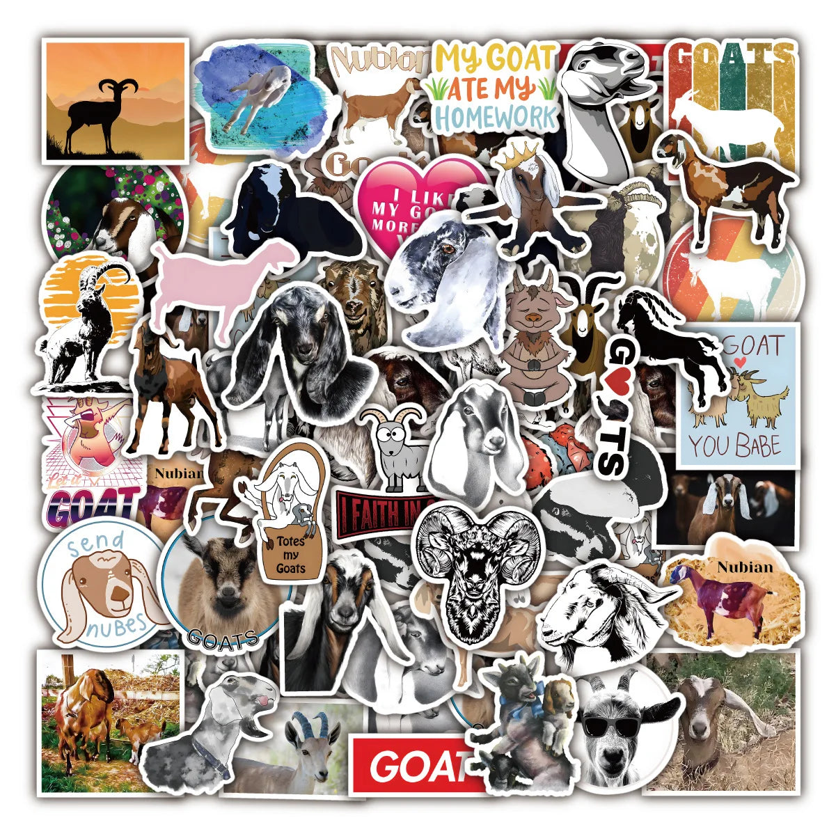 50PCS Wild animals cartoon cute dinosaur sticker for kids notebook skateboard decorative