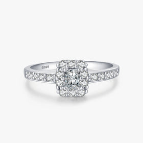 Ailmay Wedding Ring 925 Sterling Silver AAAAA Zirconia Rectangle Finger Ring for Women Wedding Promise Statement Jewelry Gift