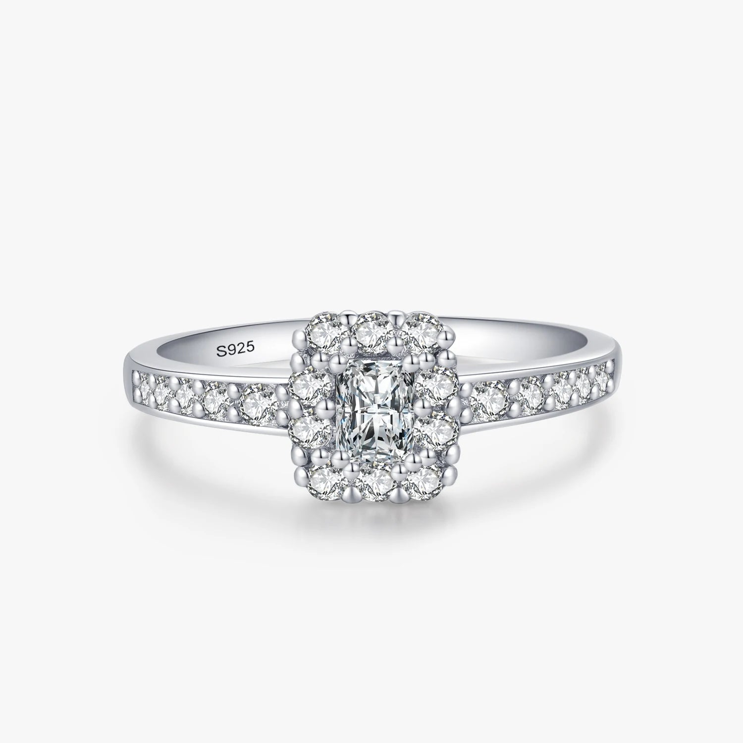 Ailmay Wedding Ring 925 Sterling Silver AAAAA Zirconia Rectangle Finger Ring for Women Wedding Promise Statement Jewelry Gift