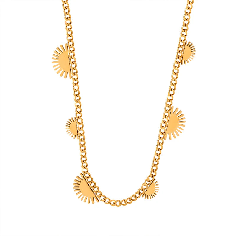 Wholesale Geometric Pendant Fashion Simple Stainless Steel Gold Plated Necklace for Women