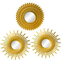 Modern Gold round Decorative Mirrors Set 3-Piece Plastic Circle Wall Decor for Living Room and Bedroom Home Accessories