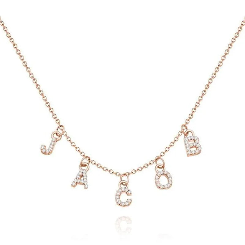 Private DIY Spacer Diamond Super Shiny Name Necklace Exquisite Personalized Gift Letter Name S925 Sterling Silver Necklace