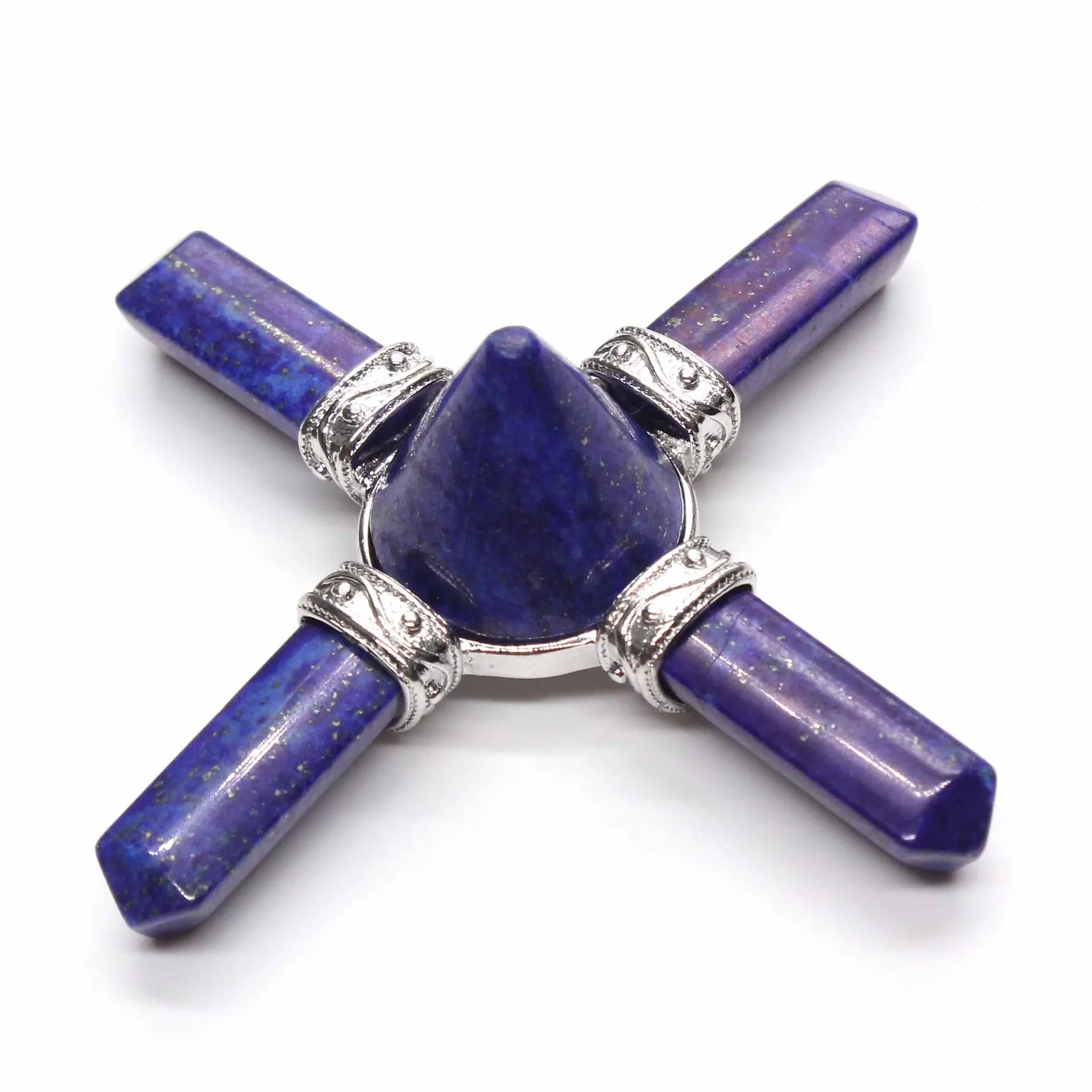 HZ Natural Crystal Crafts Seven Lapis Lazuli Hexagonal Column Pyramid Pendant for Gifts Healing Crystals Jewelry