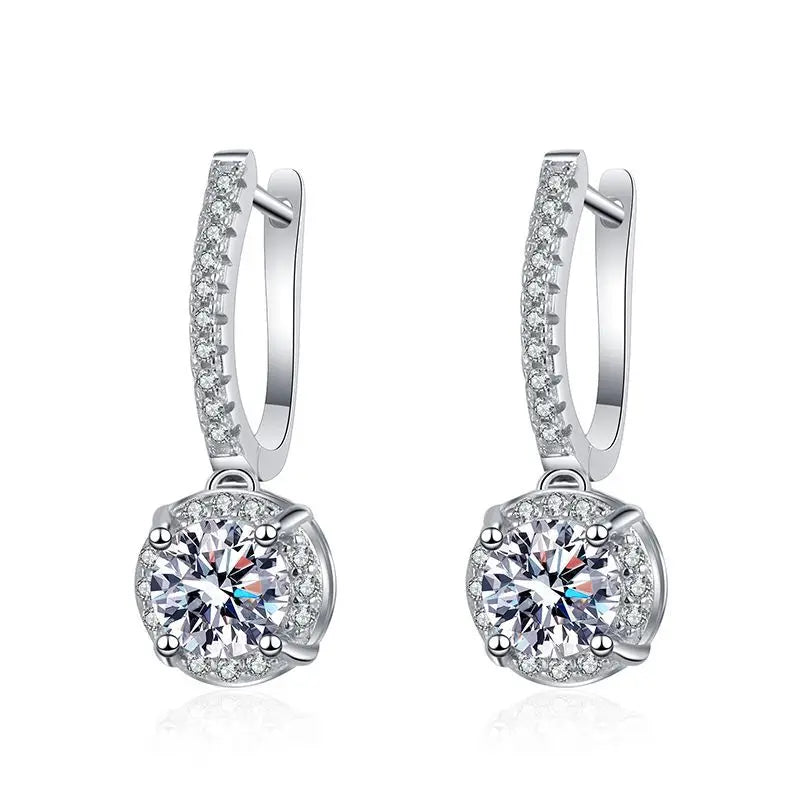 925 Sterling Silver Moissanite Elegant  Earrings