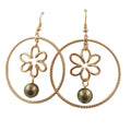 Big Hoop Plumeria Earring Hawaiian Flower Jewelry Wholesale Gold Filled Hoop Earring Set with Shell Fresh Water Pearl for Woman