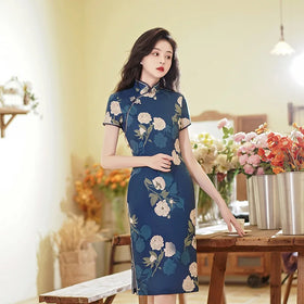 Spring and Summer New Qipao Slim Fashion Design Dress Retro Plus-size Women's Wholesale