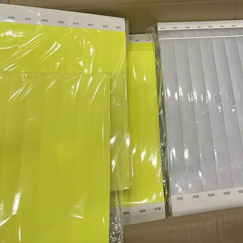 Fast Delivery Stock Neon Yellow Waterproof Self-Adhesive Disposable Eco-friendly Digital Printed Customizable QR Code Wristband