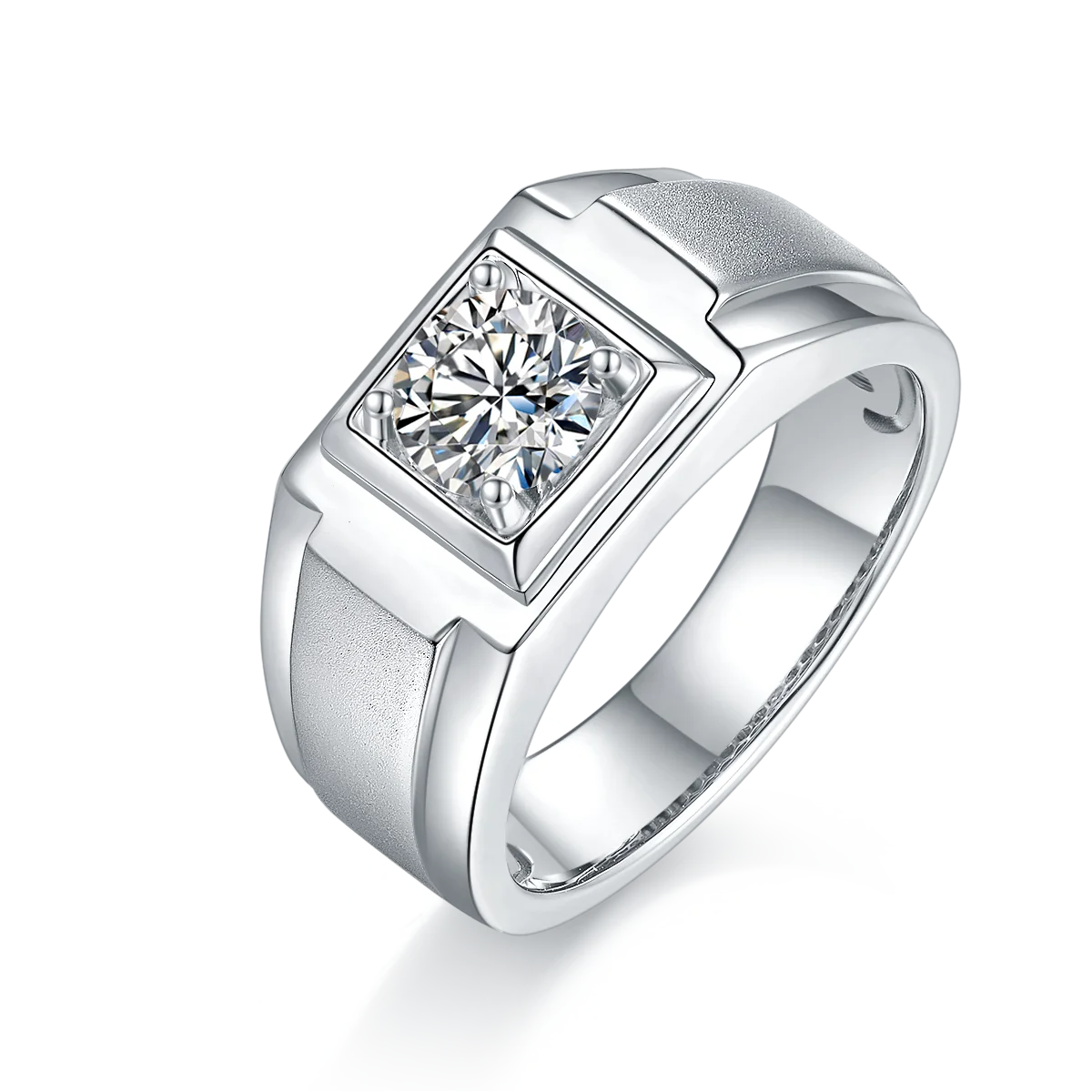 Jewelry Custom Wholesales Men's Diamond Ring Engagement Ring Gold Plated S925 Silver Popular White Moissanite Circular 1.0ct 1ct
