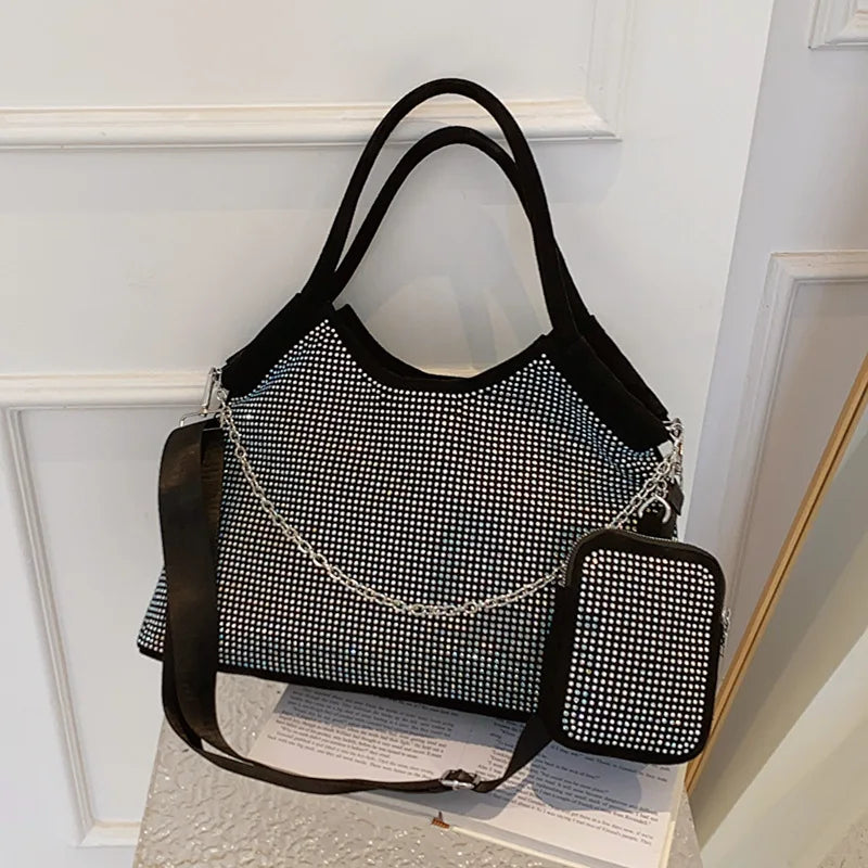 Twinkle New Design Female Bright Diamond Large Bag Fashion Korean Lightweight Handheld Shoulder Bag Large Capacity Tote Bag