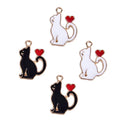 Wholesale Cute White Black Cat Shape Metal Pendant Jewelry Bead Romantic Love Keychains Necklace Bead
