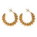 Women's Stainless Steel Gold Plated Hemp Flower Hoop Earrings Big C Ins Fashion Drop Jewelry