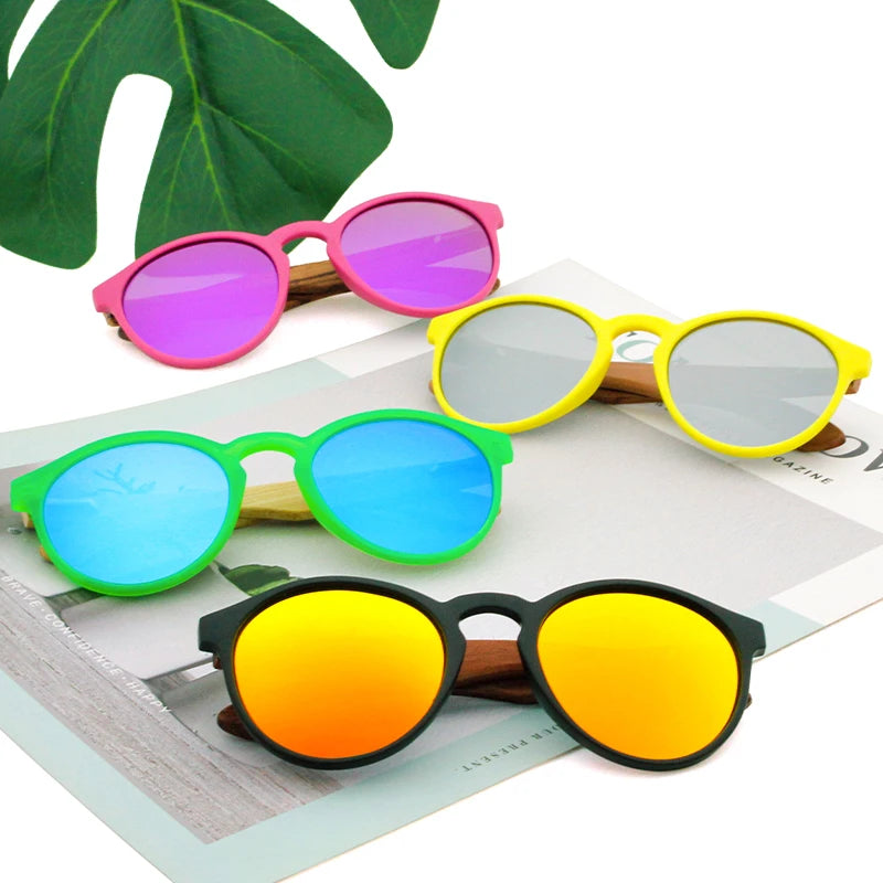 Eco Friendly Bamboo Shades Sun Glasses Wholesale Custom Logo Kids Polarized Wooden Bamboo Sunglasses