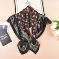 Women's Cotton Linen Lightweight Screen Printed Floral Square Scarf 90x90cm Headscarf