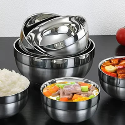 Zhenneng Korean Double Stainless Steel Bowl High Temperature Resistant Non-ironing Hands 16cm Anti-ironing Bowl