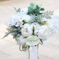 Nicro European Style Peony Bridal Shower Bouquet Silk Flowers Handmade Artificial Wedding Bridesmaid Hand Flower Bouquets