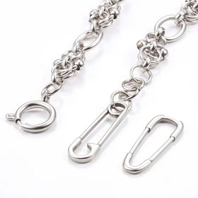 Unique Design Pin Pendant for Women Men Stainless Steel Charms for Making Necklace Bracelet Anklet DIY Jewelry Oval Pins