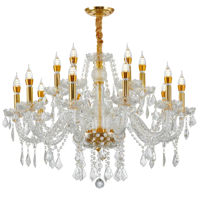 European Glass Crystal Chandelier Ceiling Lamp Wedding Decoration Candle Chandelier Luxury for Restaurant Hotel Banquet Hall